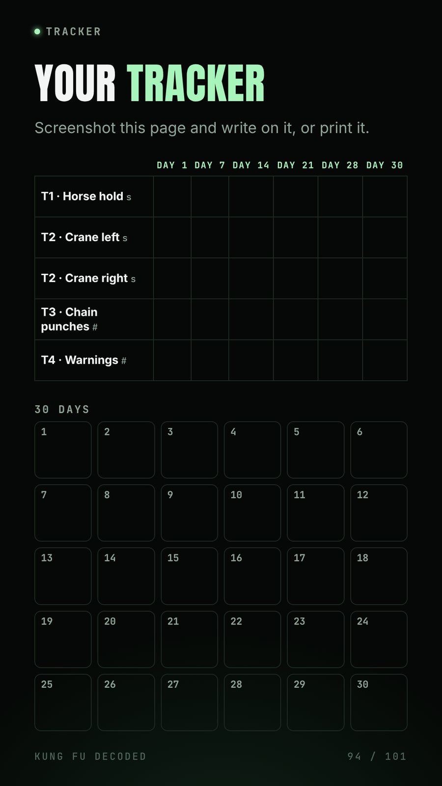 Progress tracker page